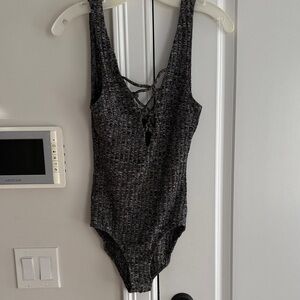 Black Ribbed Bodysuit